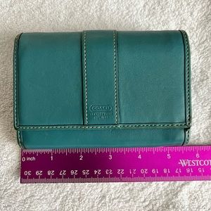 Coach blue trifold wallet
